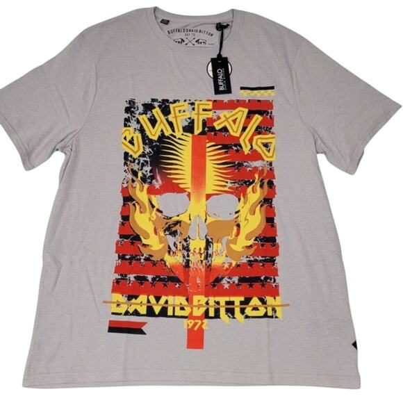 Buffalo David Bitton Men's Logo Graphic T-Shirt Gray Size Large - Picture 1 of 7